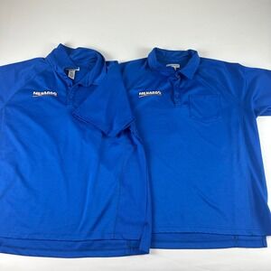 Lot 2 Mens XL Blue‎ Menards Polo Shirt Short Sleeve Work Uniform Pocket